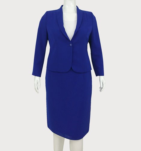 Kostium plus size chabrowy z głębokim dekoltem wyrazisty D14-P9