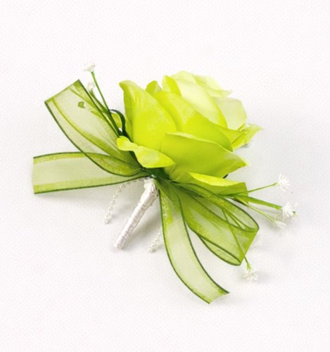 BUTONIERKA ŚLUBNA LIMONKOWA RÓŻA