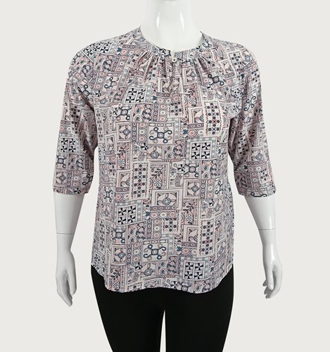 Wzorzysta bluzka damska plus size D11-P131