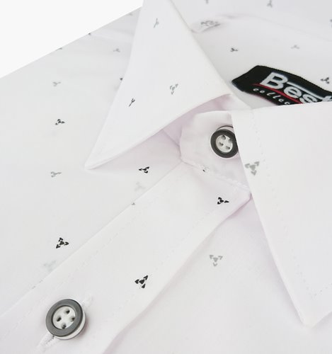 BIAŁA KOSZULA W MINIMALISTYCZNY PRINT  M3-263