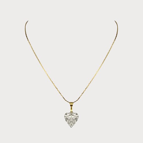 Złoty naszyjnik z sercem z cyrkonii romantyczny D13-22