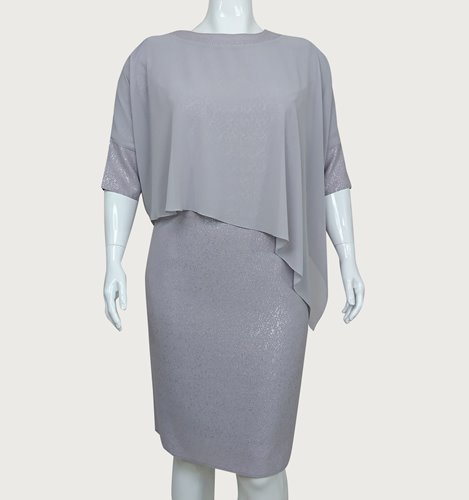 Połyskująca sukienka plus size z narzutką D2‑P228