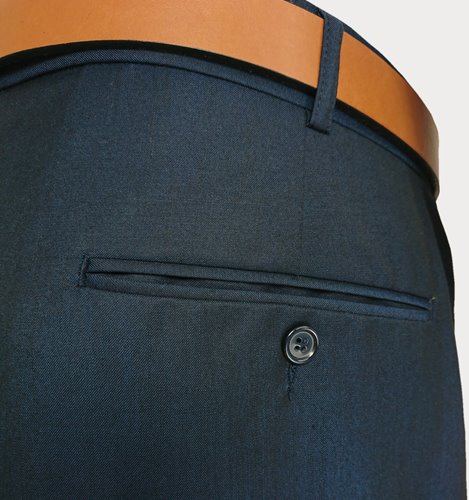 Granatowe spodnie męskie w kant z wełną plus size M4-P18