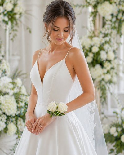 KORSARZ ŚLUBNY RÓŻE IVORY Z TIULEM