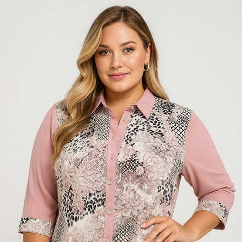 Bluzka damska wzorzysta plus size D11-P104
