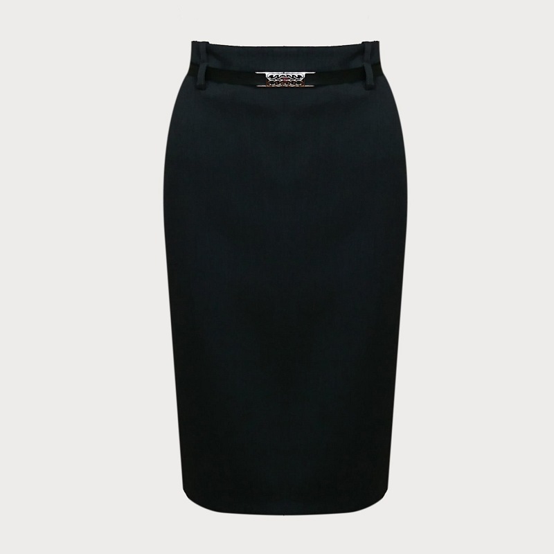 GRAFITOWA  OŁÓWKOWA SPÓDNICA Z PASKIEM D16-10