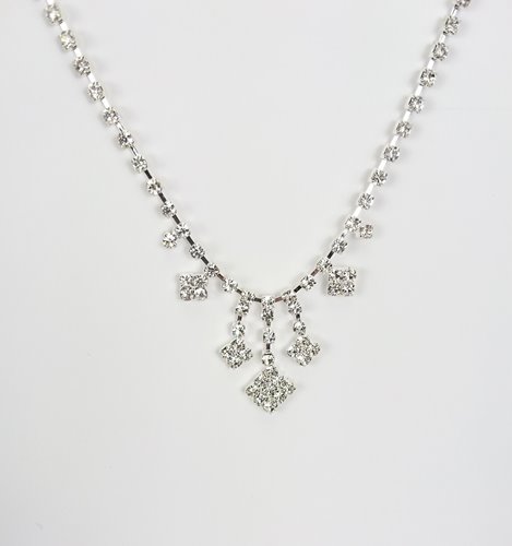 Srebrny komplet naszyjnik wiszący z cyrkoniami kolczyki D13-139