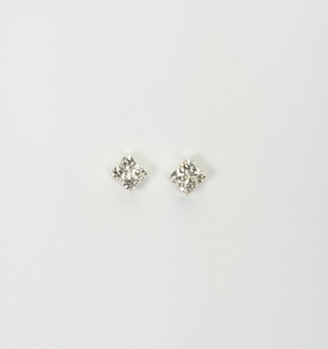 Srebrny komplet naszyjnik z rombami cyrkonie kolczyki D13-140