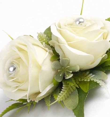 KORSARZ ŚLUBNY RÓŻE IVORY Z PERŁAMI