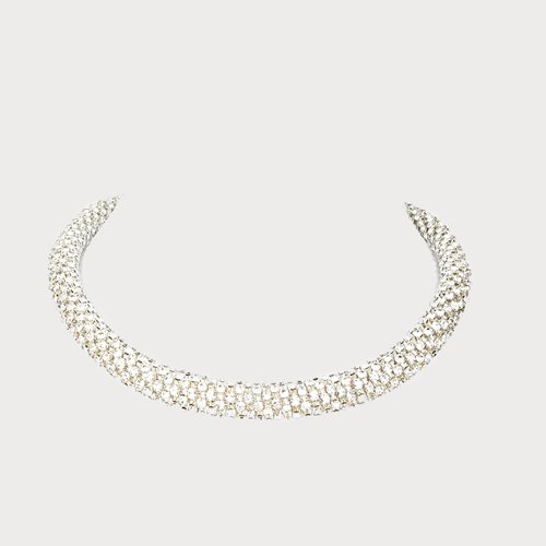 Srebrny choker z cyrkoniami zestaw z kolczykami stalowy D13-73