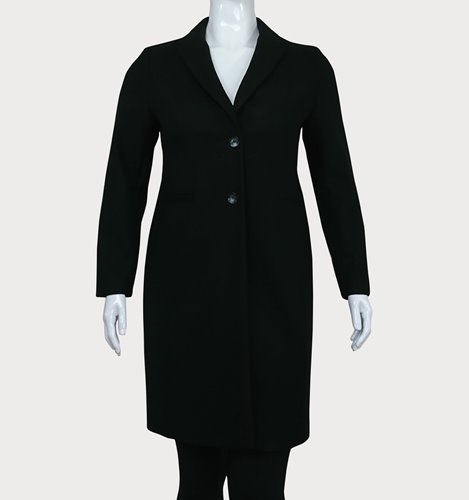 WIZYTOWY CZARNY PŁASZCZ Z WEŁNĄ  D19-5