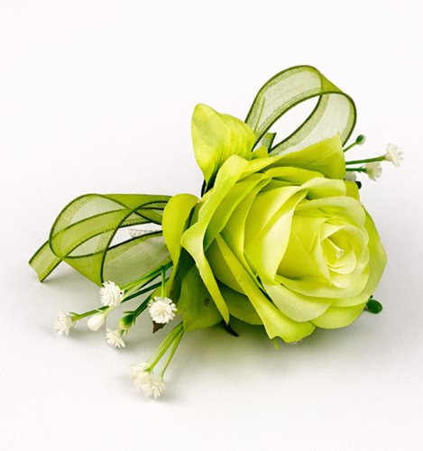 BUTONIERKA ŚLUBNA LIMONKOWA RÓŻA