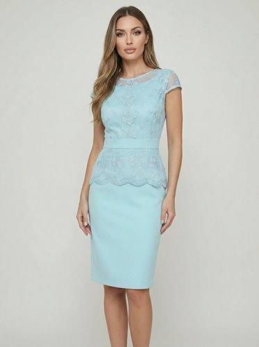 BŁEKITNA SUKIENKA Z KORONKĄ  D2-108