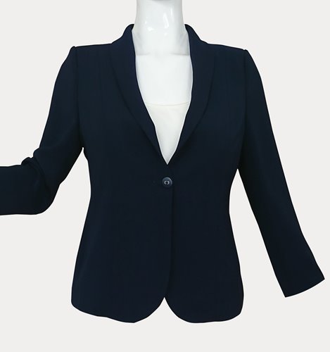 GRANATOWY ŻAKIET Z SZALOWYM KOŁNIERZEM  D5-11