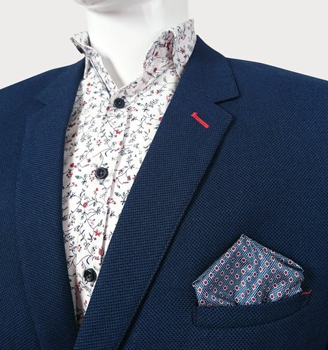 Granatowa marynarka męska plus size z fakturą i poszetką M22-P20