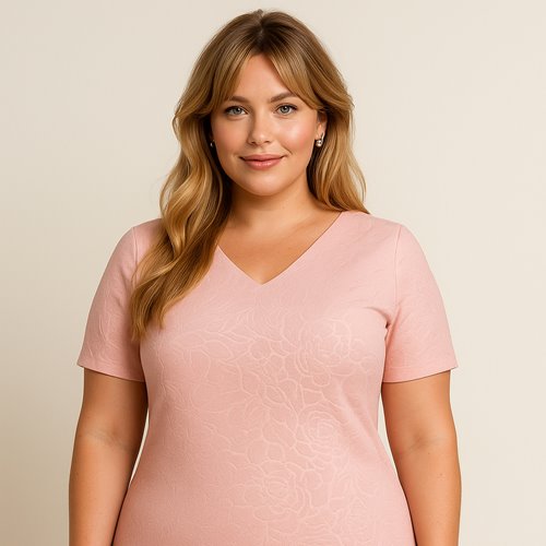 Teksturowana sukienka plus size z dekoltem V D2‑P60