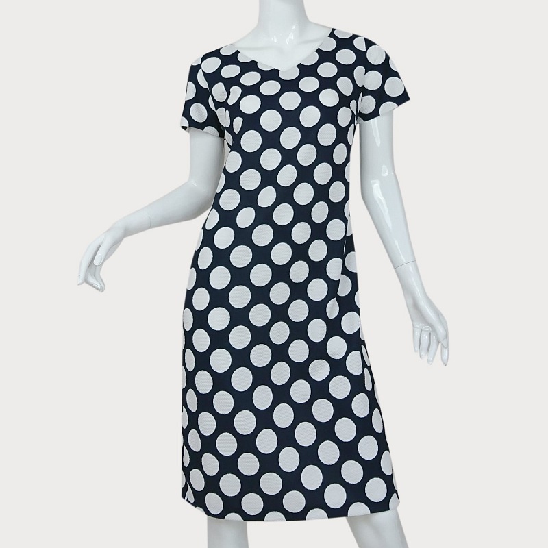 DZIANINOWA  DAMSKA SUKIENKA  W GROSZKI  D2-11