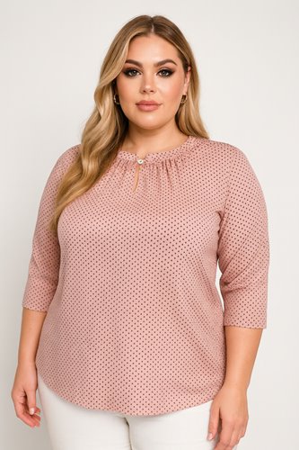 Różowa bluzka w kropeczki plus size D11-P134