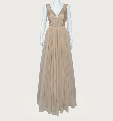 SUKIENKA  DŁUGA TIUL I BROKAT D2-281