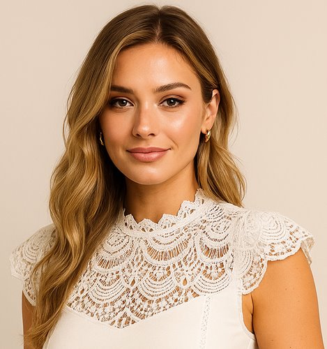 DAMSKA BLUZKA  BAWEŁNIANA Z KORONKĄ D11-128