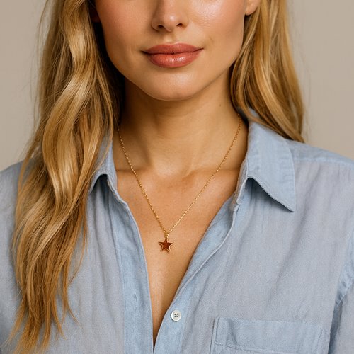 Złoty naszyjnik z gwiazdką stal nierdzewna minimalistyczny D13-19