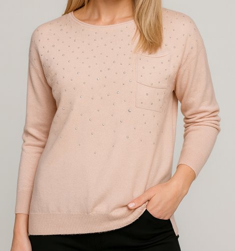 DZIANINOWY  SWETER  ZDOBIONY D32-4