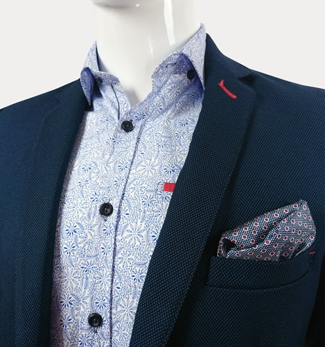 GRANATOWA MARYNARKA MĘSKA W MIKROWZÓR M22-4