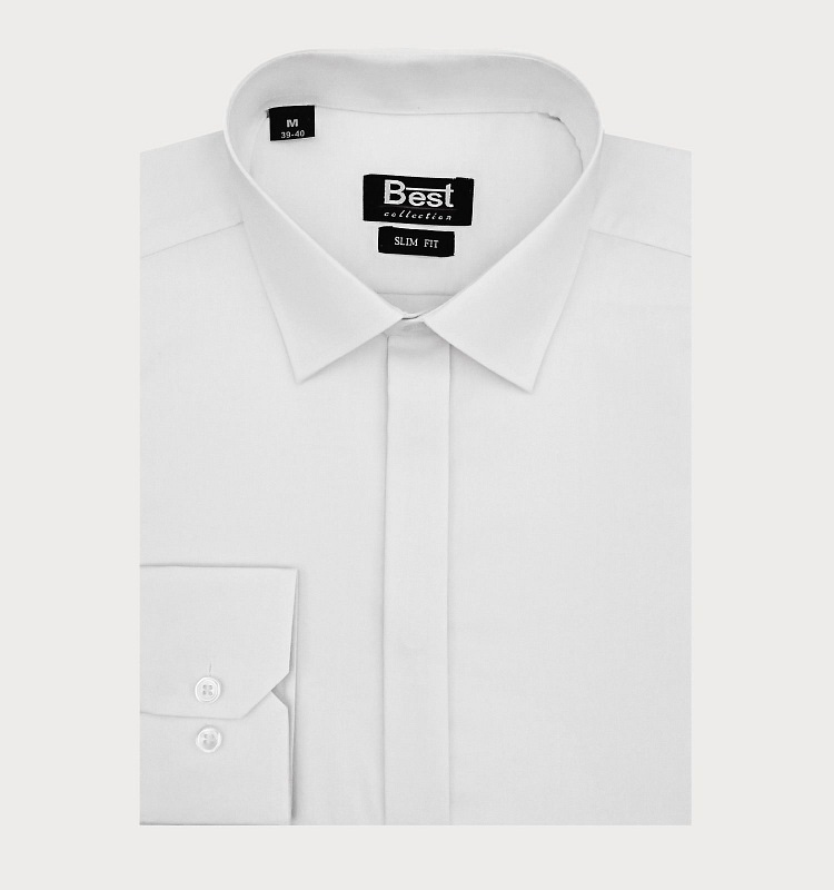 BIAŁA KOSZULA MĘSKA  Z KRYTĄ PLISĄ  M3-207