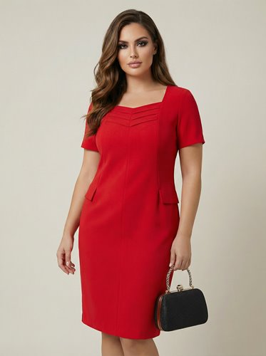 CZERWONA SUKIENKA WIZYTOWA D2-42