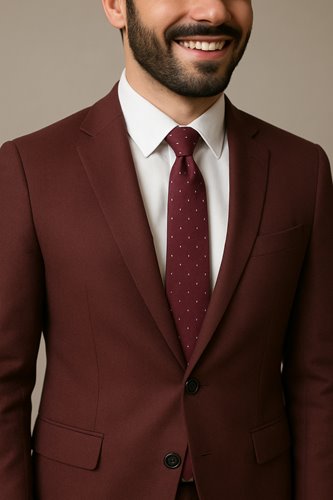 BORDOWY KRAWAT MĘSKI  W  KROPKI M8-316