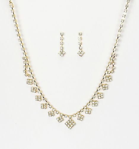 Złoty komplet naszyjnik z zawieszkami cyrkonie elegancki D13-142