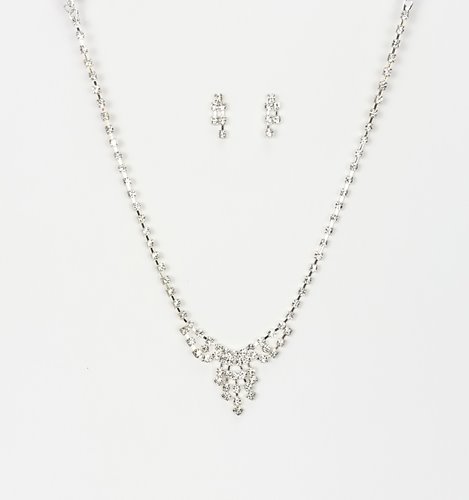 Srebrny komplet ślubny naszyjnik z cyrkoniami kolczyki D13-145