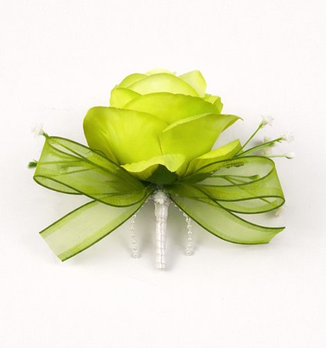 BUTONIERKA ŚLUBNA LIMONKOWA RÓŻA