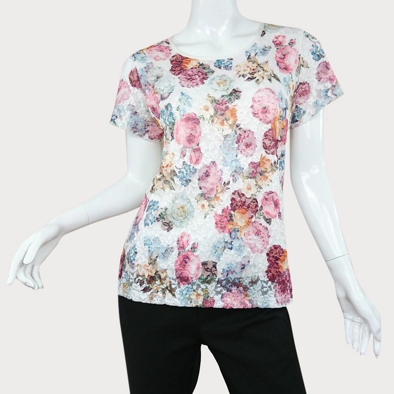 BLUZKA Z KORONKĄ  KWIATY D11-23