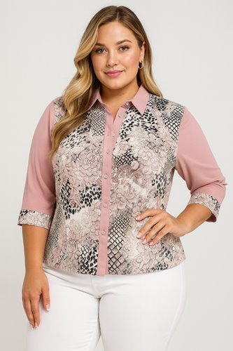 Bluzka damska wzorzysta plus size D11-P104