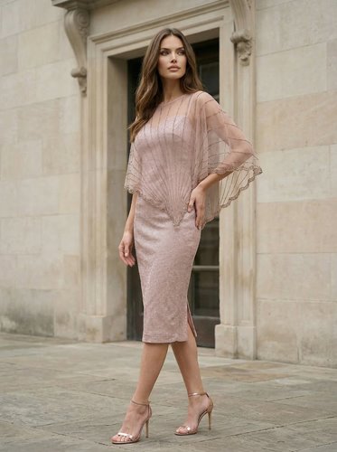 BŁYSZCZĄCA SUKIENKA Z NARZUTKĄ  D2-114