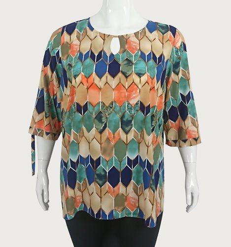 Wzorzysta bluzka plus size D11-P139