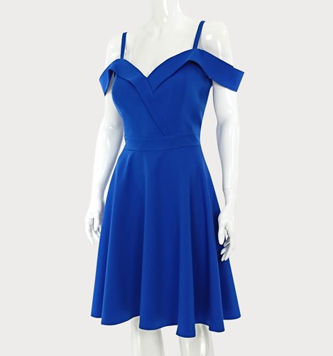 NIEBIESKA SUKIENKA ROZKLOSZOWANA   D2-340