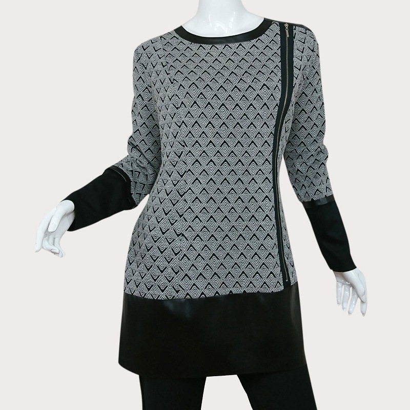 SZARA TUNIKA Z ZAMKIEM  D36-5