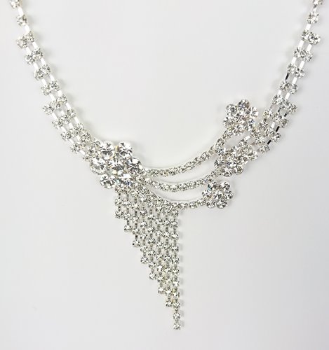 Srebrny komplet naszyjnik asymetryczny cyrkonie kolczyki D13-141