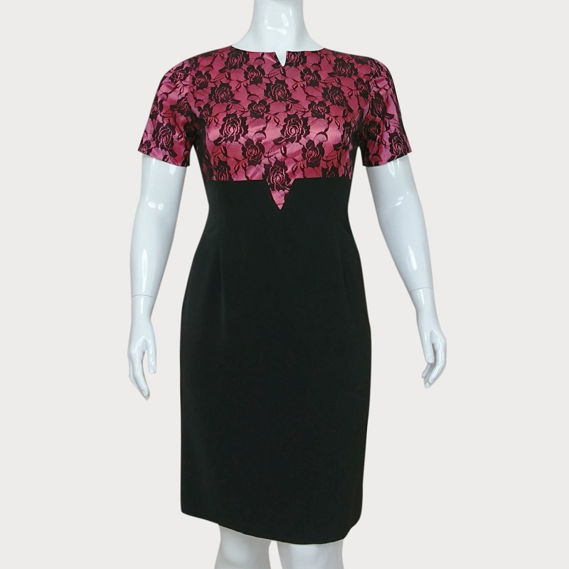 CZARNA ELEGANCKA SUKIENKA Z KORONKĄ D2-41