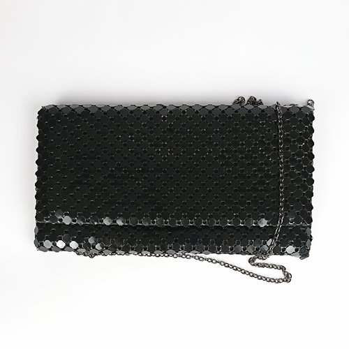 Złota metaliczna kopertówka mesh ze złotym łańcuszkiem D10-115