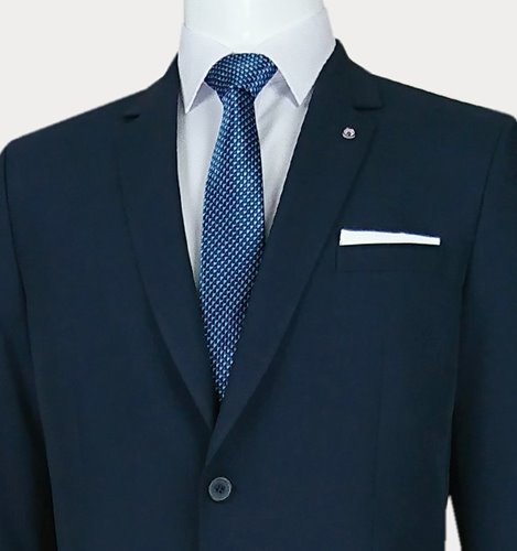 WIZYTOWY  GRANATOWY GARNITUR Z WEŁNĄ M1-34