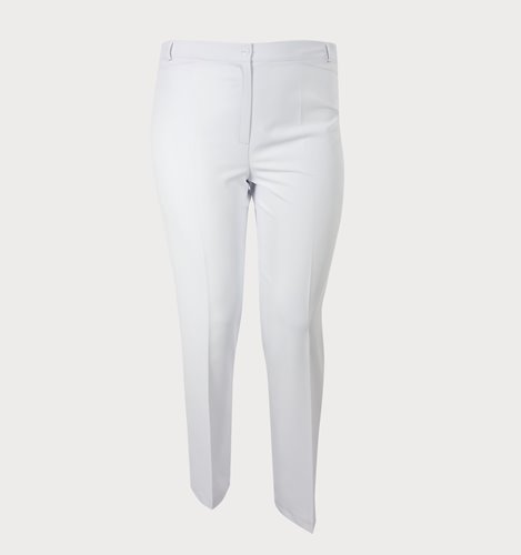 Białe eleganckie spodnie plus size z kantem D4-P24