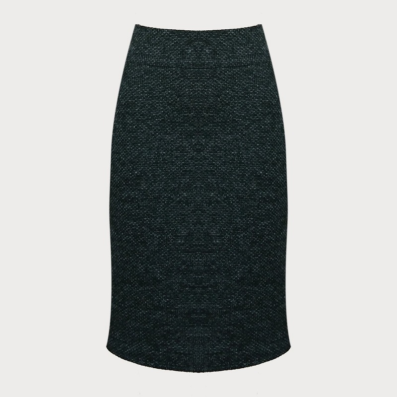 GRAFITOWA OŁÓWKOWA SPÓDNICA Z DZIANINY D16-12