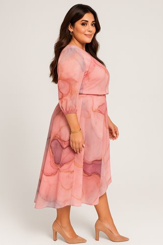 Zwiewna asymetryczna sukienka plus size D2‑P305