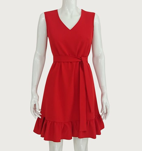 CZERWONA SUKIENKA Z PASKIEM  D2-170