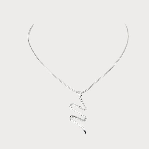 Srebrny naszyjnik z zawieszką spirala cyrkonie geometryczny D13-25