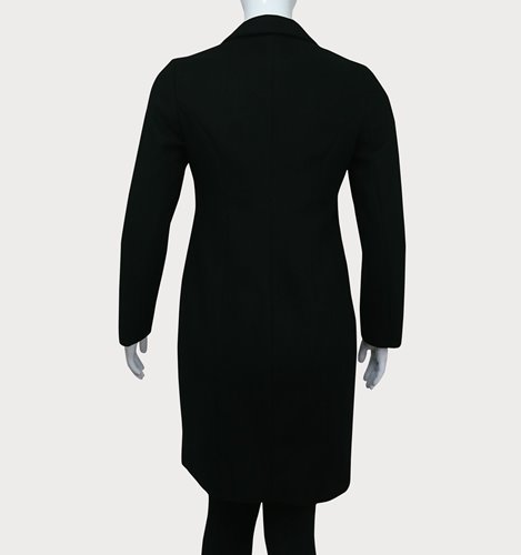 WIZYTOWY CZARNY PŁASZCZ Z WEŁNĄ  D19-5