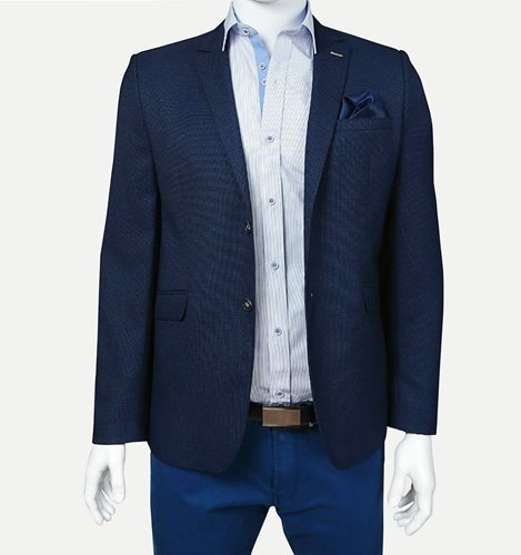 GRANATOWA MARYNARKA MĘSKA W MIKROWZÓR  M22-2